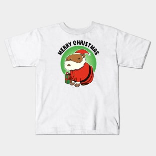 Merry Christmas Grumpy Capybara Santa Kids T-Shirt